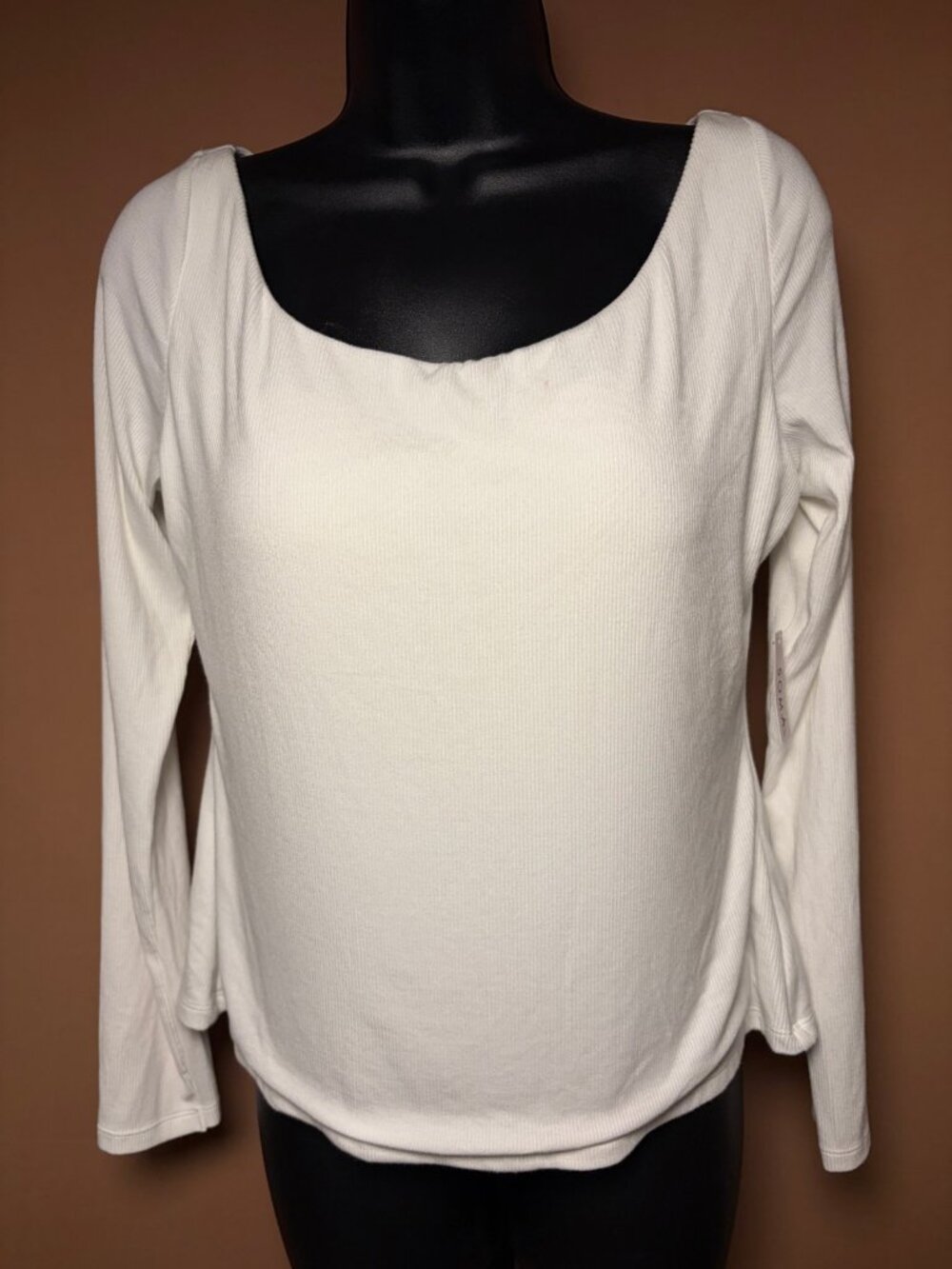 Soma White Ribbed Long-Sleeve Scoop-Neck Bra Top NWT Size L